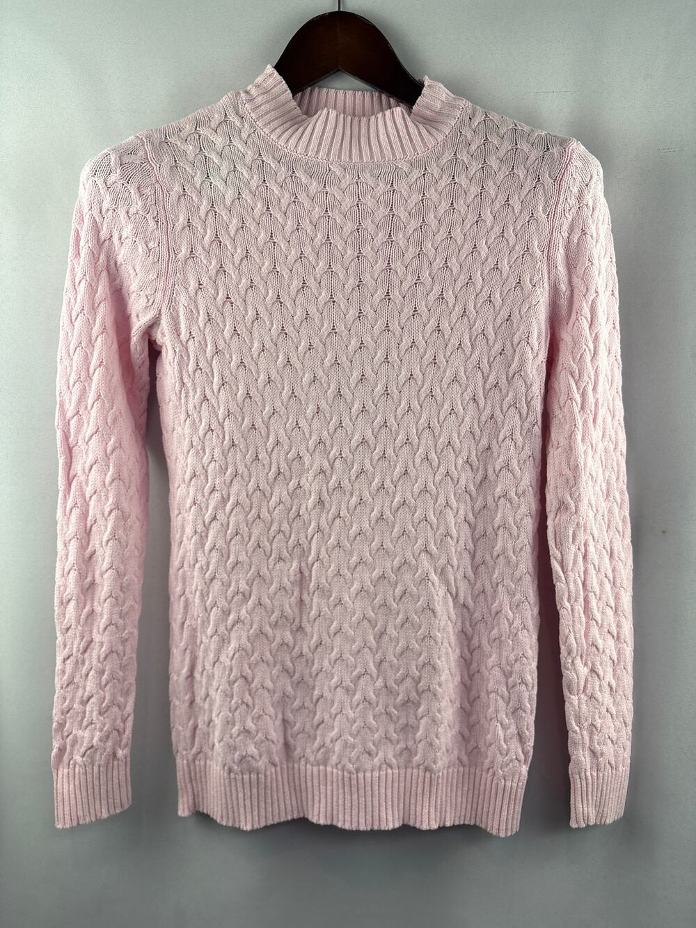 Women’s Studio Works Small Light Pink Cable Knit Sweater